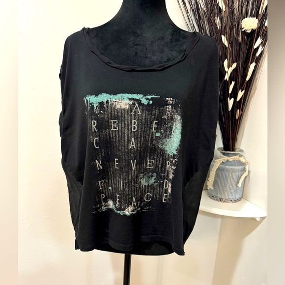 Velvet Thorn Sheer boho grunge style Black Graphic Top size Large - Picture 2 of 11
